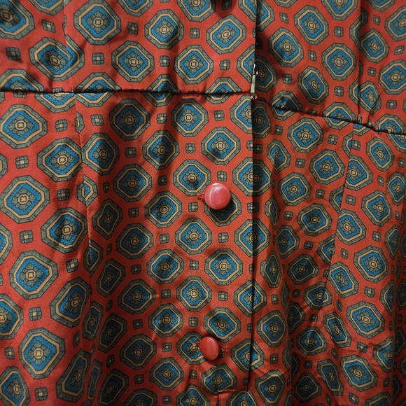 Vintage Liz Claiborne Long Sleeve Midi Dress Size 14 Red Green Patterned Pockets - Picture 12 of 12